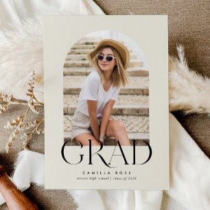 Ecru Modern Minimalist Arch Graduation Announcement