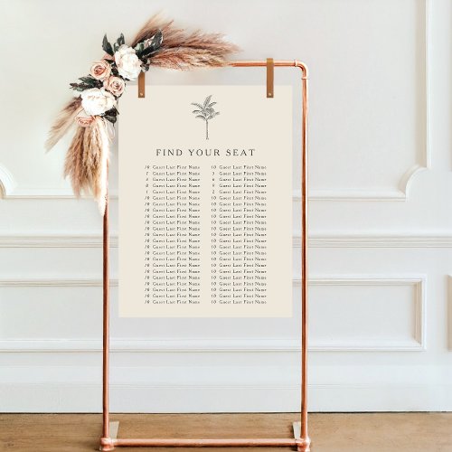 Ecru Palm Tree Custom Wedding Seating Chart Foam Board