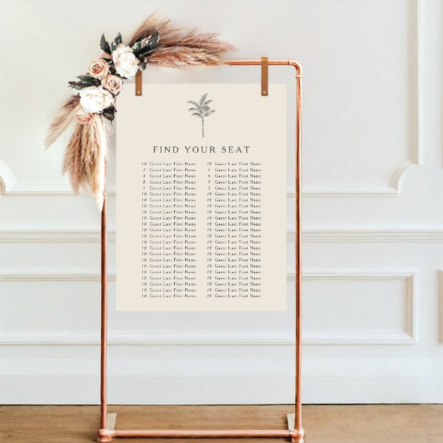 Ecru Palm Tree Custom Wedding Seating Chart Foam Board (Creator Uploaded)