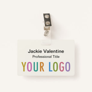 Ecru PVC Name Badge with Reel Clip or Lanyard