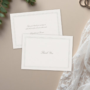 Ecru Triple Formal Elegant Modern Classic Wedding Thank You Card