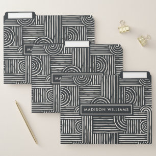 Ecru White Black Minimalist Boho Teacher Planner File Folder