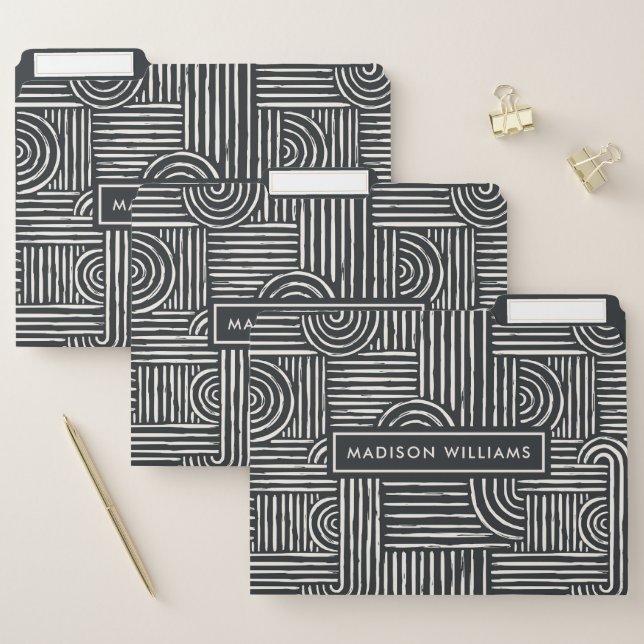 Ecru White Black Minimalist Boho Teacher Planner File Folder (Set)