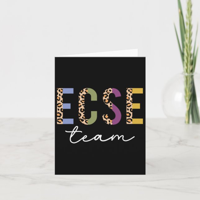 Ecse Team Leopard Back To School Cute Teachers Wom Card (Front)