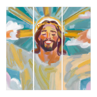 Ecstatic Jesus Wearing a Crown of Thorns  Triptych