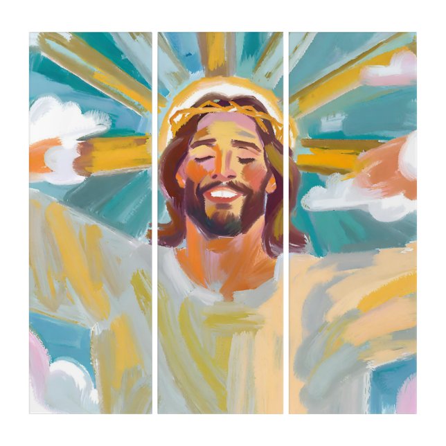 Ecstatic Jesus Wearing a Crown of Thorns  Triptych (Front)