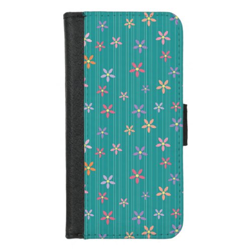 ector hand drawn colorful flowers seamless pattern iPhone 87 wallet case