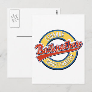Ecuador backpacker world traveler logo postcard