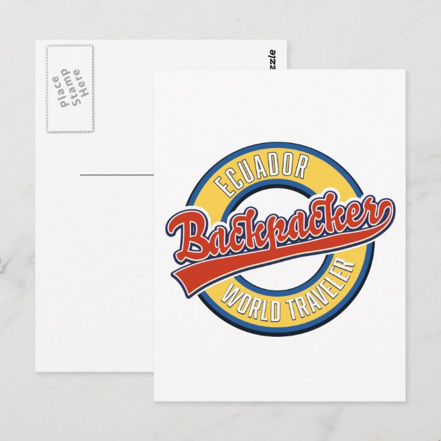 Ecuador backpacker world traveler logo postcard (Front/Back)