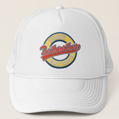 Ecuador backpacker world traveler logo trucker hat