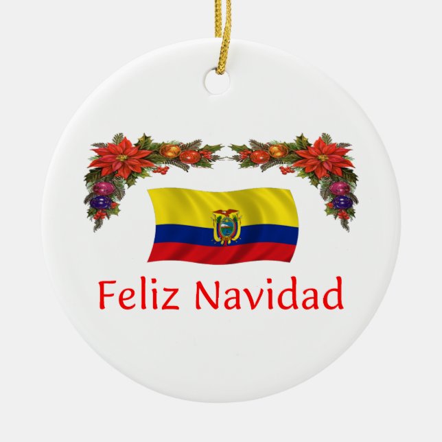 Ecuador Christmas Ceramic Ornament (Front)