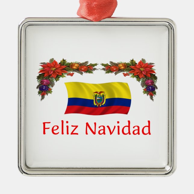 Ecuador Christmas Metal Ornament (Front)