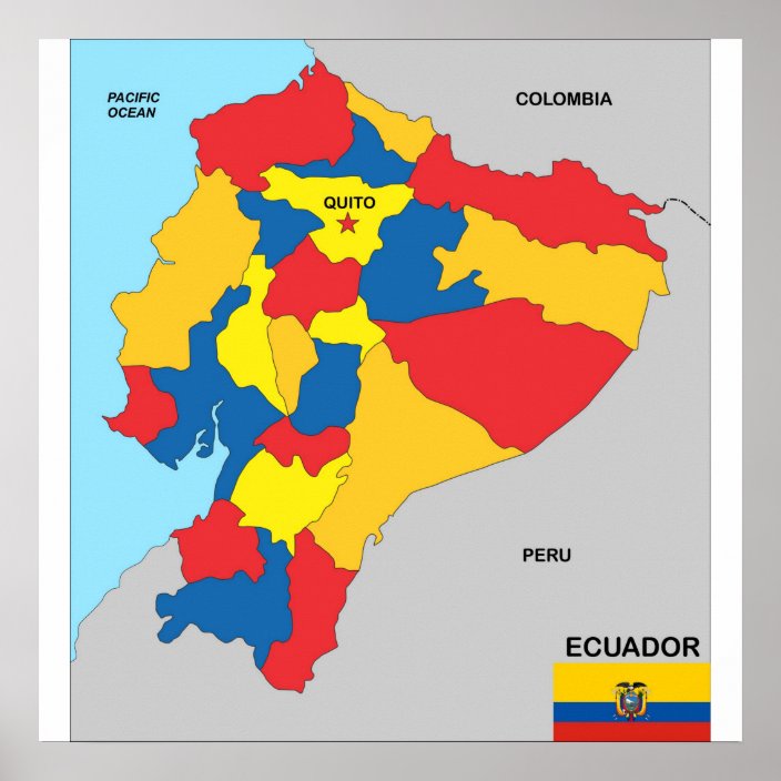 Ecuador Country Political Map Flag Poster Zazzle Com
