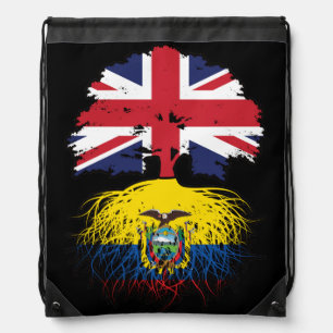 Ecuador Ecuadorian British UK Tree Roots Flag Drawstring Bag