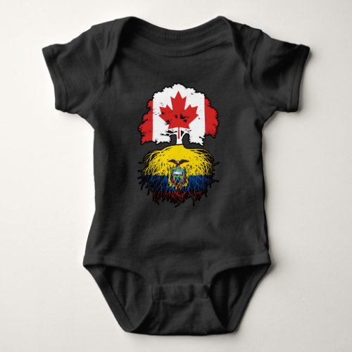 Ecuador Ecuadorian Canadian Canada Tree Roots Flag Baby Bodysuit