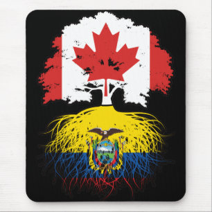 Ecuador Ecuadorian Canadian Canada Tree Roots Flag Mouse Pad