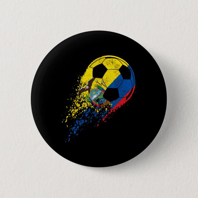 Ecuador Ecuadorian Flag Footll Player  Button (Front)