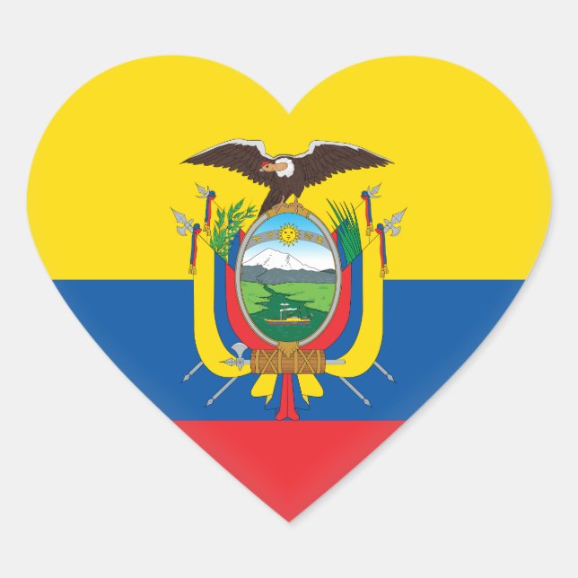 Ecuador (Ecuadorian) Flag Heart Sticker (Front)