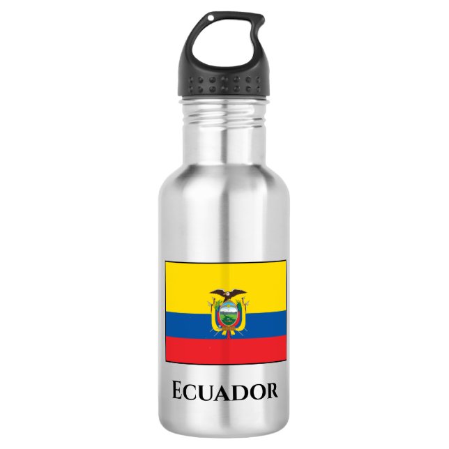 Ecuador (Ecuadorian) Flag Stainless Steel Water Bottle (Front)