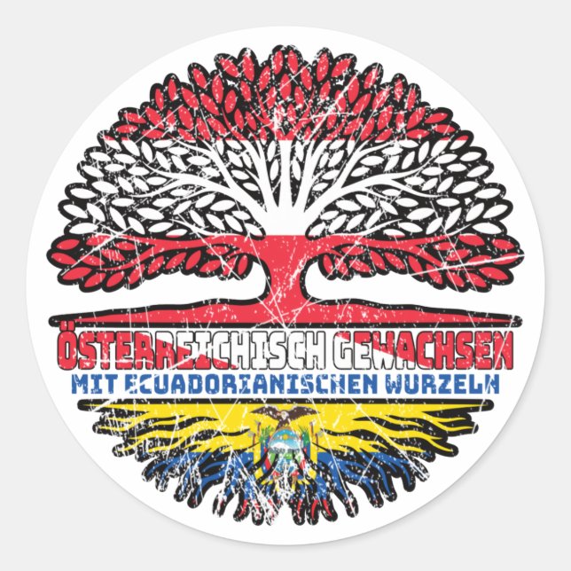 Ecuador Ecuadorianisch Österreichisch Österreich Classic Round Sticker (Front)