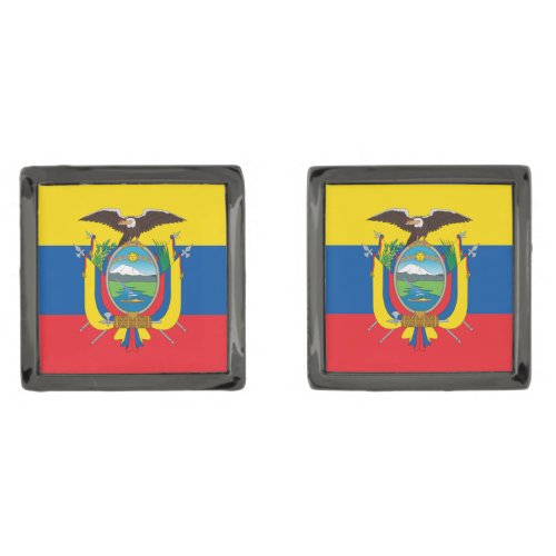 Ecuador Flag and Coat Of Arms Patriotic Cufflinks