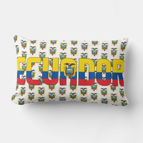 Ecuador Flag and Coat of Arms Patriotic Lumbar Pillow