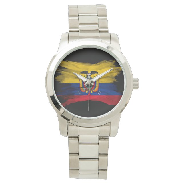Ecuador flag brush stroke, national flag watch (Front)