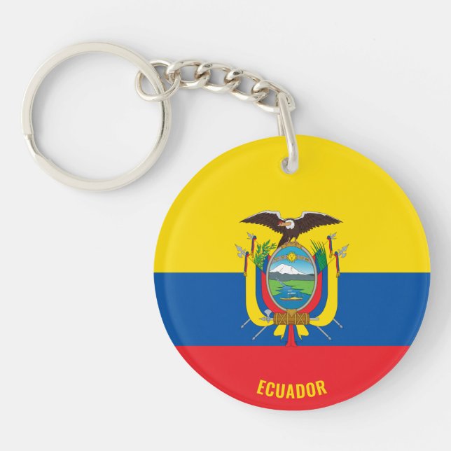 Ecuador Flag Charming Patriotic Keychain (Front)