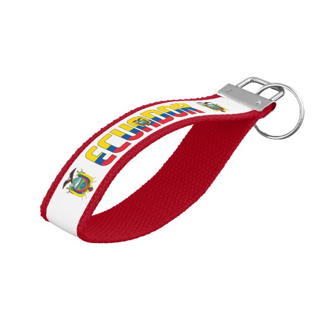 Ecuador Flag Charming Patriotic Wrist Keychain (Angled Up)