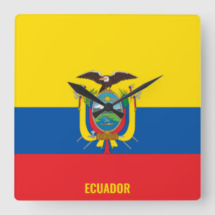 Ecuador Flag Dazzling Patriotic Square Wall Clock