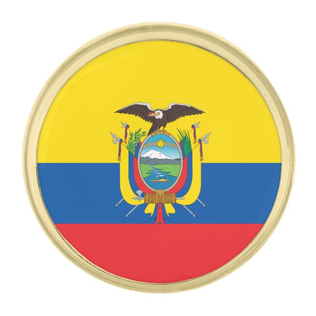 Ecuador Flag Gold Finish Lapel Pin (Front)