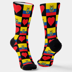 Ecuador Flag Heart Pattern Fun Ecuadorian Pride Socks