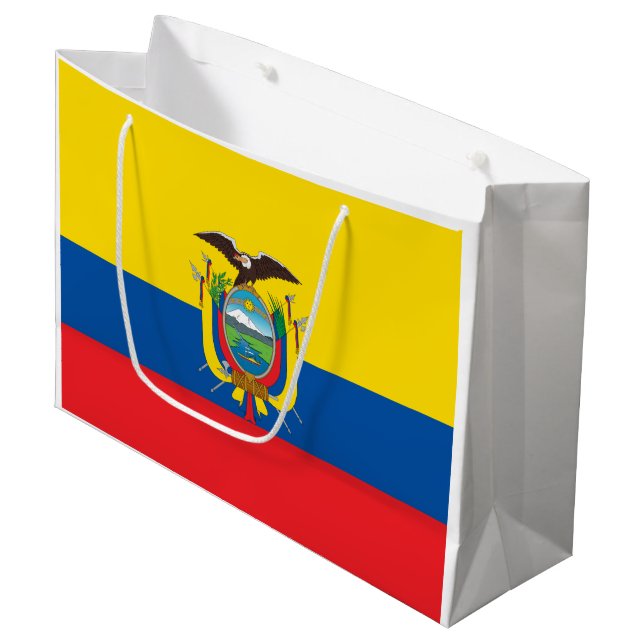 Ecuador Flag Large Gift Bag (Front Angled)