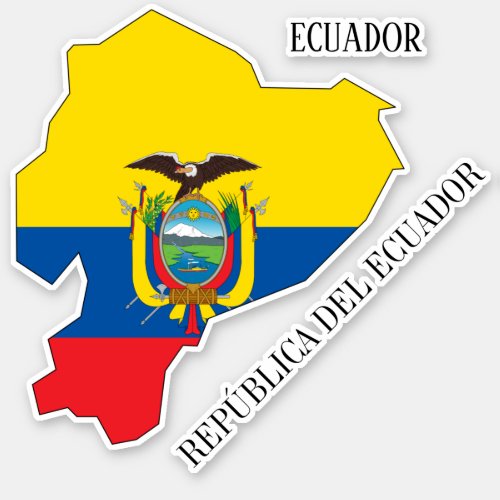 Ecuador Flag Map Sticker