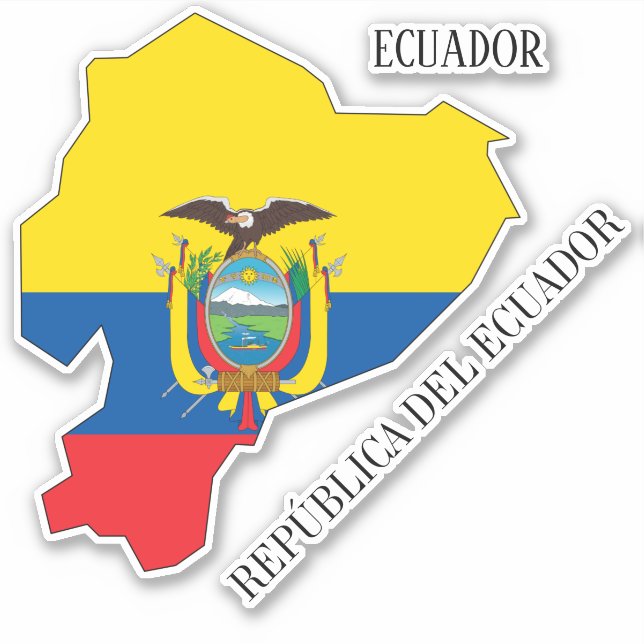 Ecuador Flag Map Sticker (Front)