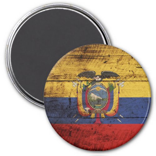 Ecuador Flag on Old Wood Grain Magnet