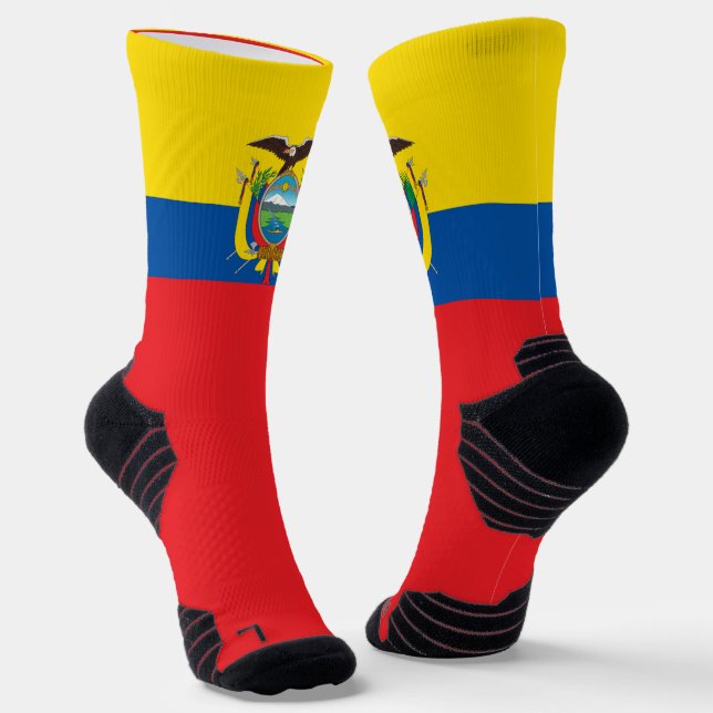 Ecuador Flag Patriotic Ecuadorian National Pride Socks (Angled)