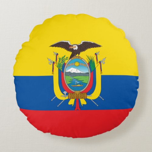Ecuador Flag Round Pillow