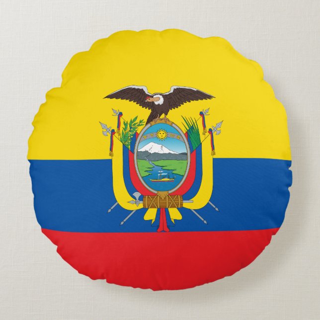 Ecuador Flag Round Pillow (Front)