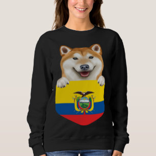 Ecuador Flag Shiba Inu Dog In Pocket Sweatshirt