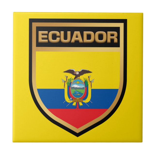 Ecuador Flag Shield Ceramic Tile (Front)