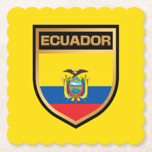 Ecuador Flag Shield Paper Coaster