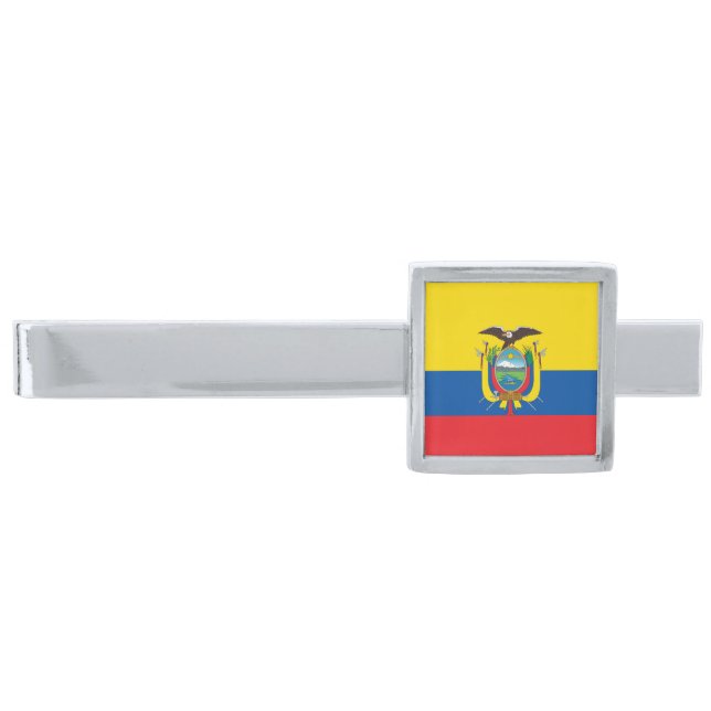 Ecuador Flag Silver Finish Tie Bar (Front)