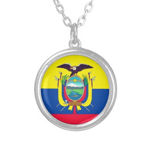 Ecuador Flag Silver Plated Necklace