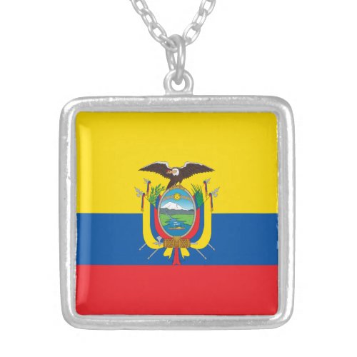 Ecuador Flag Silver Plated Necklace