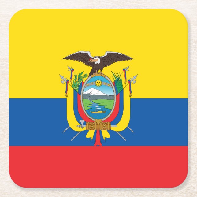 Ecuador Flag Square Paper Coaster (Front)