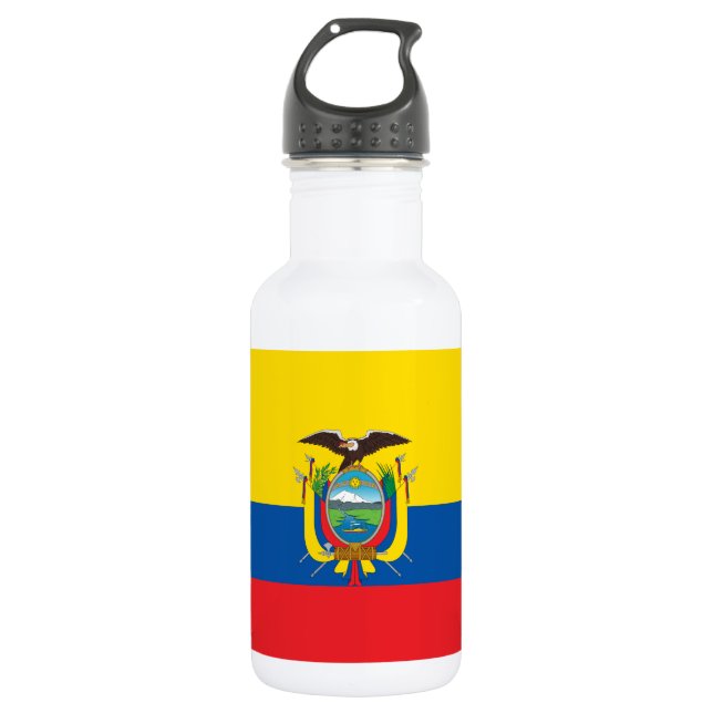 Ecuador Flag Stainless Steel Water Bottle (Front)