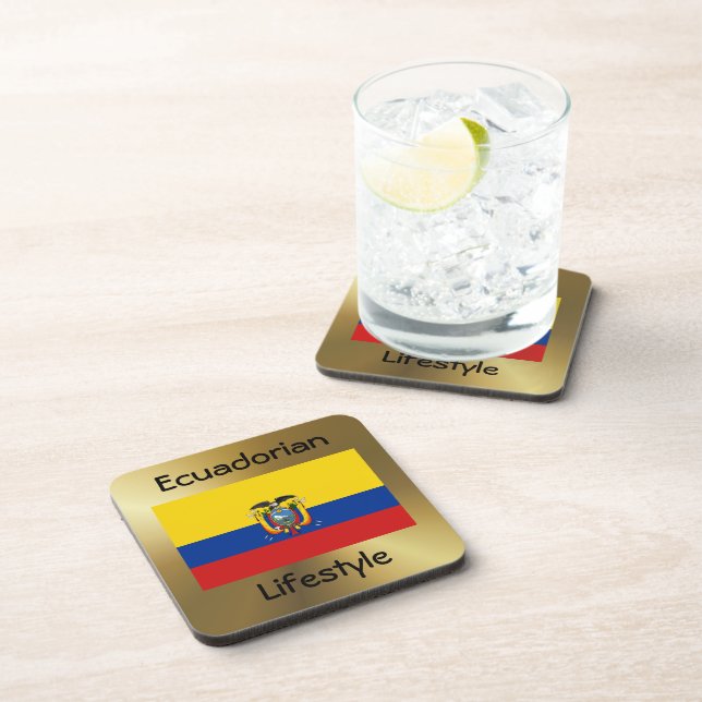 Ecuador Flag+Text Coaster (Right Side)