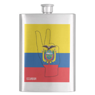 Ecuador Flag Victory Sign Patriotic Flask