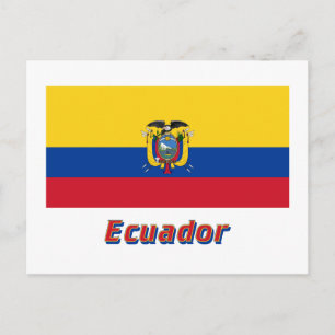 Ecuador Flag with Name Postcard